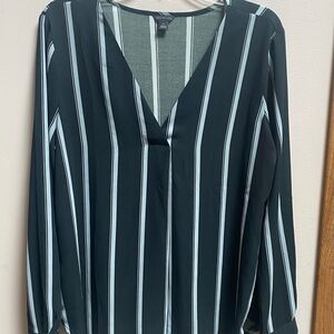 Ann Taylor Black and White Striped Blouse